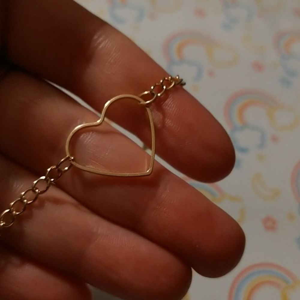 Gold Heart Choker Necklace - Picture 5 of 6